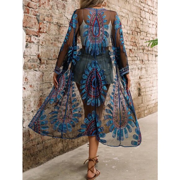New to Posh C 🔆| Euro Style Mar Azul Kimono Swim Coverup with Long Sleeves - Picture 8 of 10